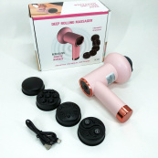 Масажер антицелюлітний для тіла рук та ніг 4 насадки 6 швидкостей Deep Rolling Massager. Колір: рожевий. Зображення №15