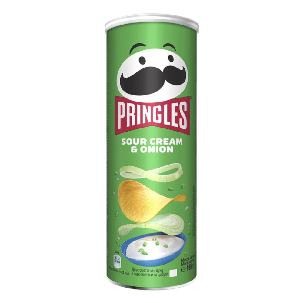 Чіпси зі смаком сметани з цибулею Pringles Sour Cream & Onion 165г Чіпси зі смаком сметани з цибулею Pringles Sour Cream & Onion 165г