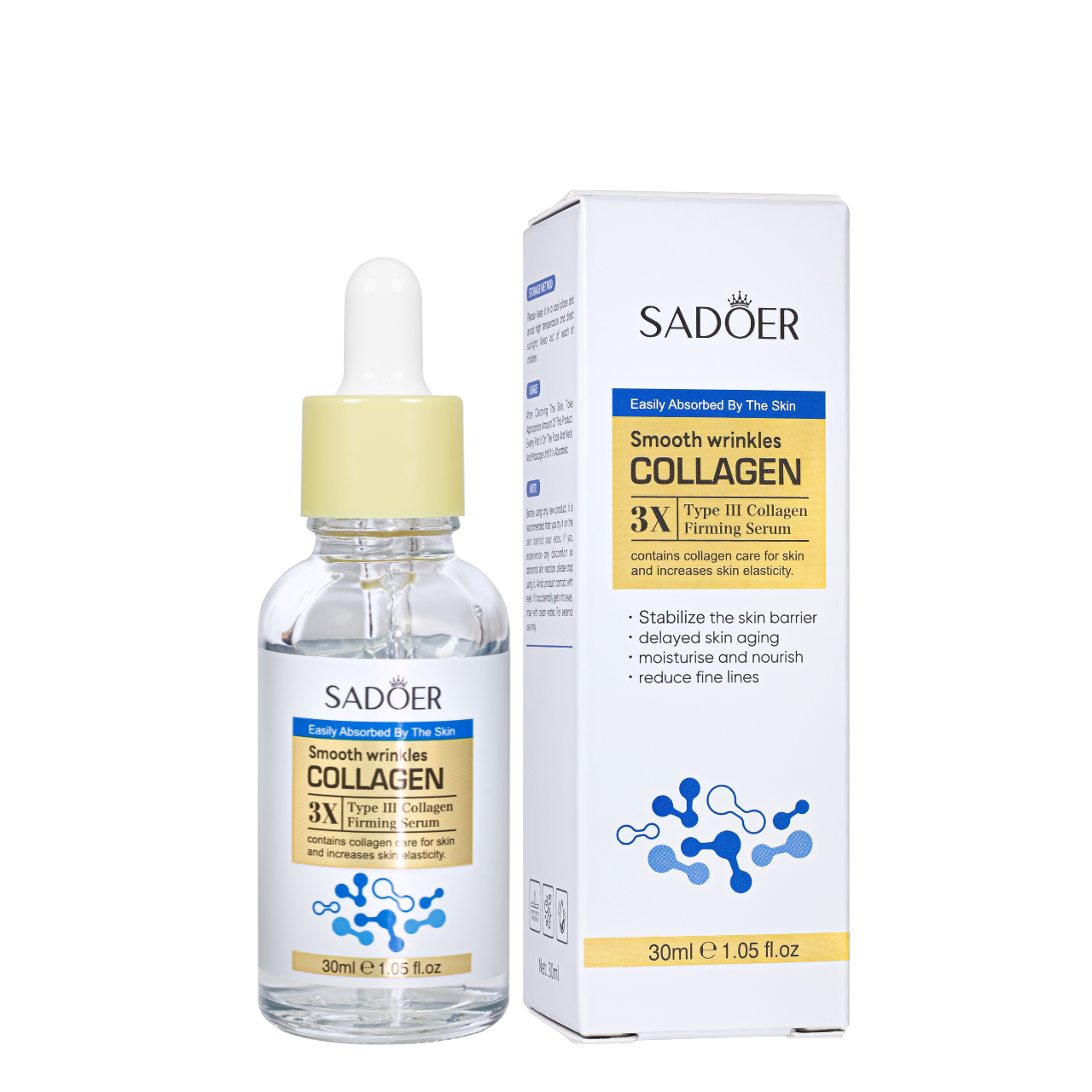 Сироватка проти зморщок Sadoer з колагеном 3X, 30 мл Сироватка проти зморщок Sadoer з колагеном 3X, 30 мл