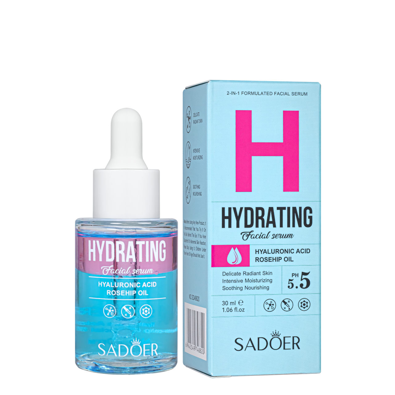Сироватка для обличчя зволожувальна Sadoer з гіалуроновою кислотою, 30 мл Сироватка для обличчя зволожувальна Sadoer з гіалуроновою кислотою, 30 мл