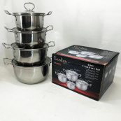 Набір каструль Unique UN-5072 8 предметів нержавіюча сталь скляні кришки, Набір посуду для плит. Зображення №6