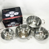 Набір каструль Unique UN-5072 8 предметів нержавіюча сталь скляні кришки, Набір посуду для плит. Зображення №9