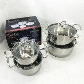 Набір каструль Unique UN-5072 8 предметів нержавіюча сталь скляні кришки, Набір посуду для плит. Зображення №11