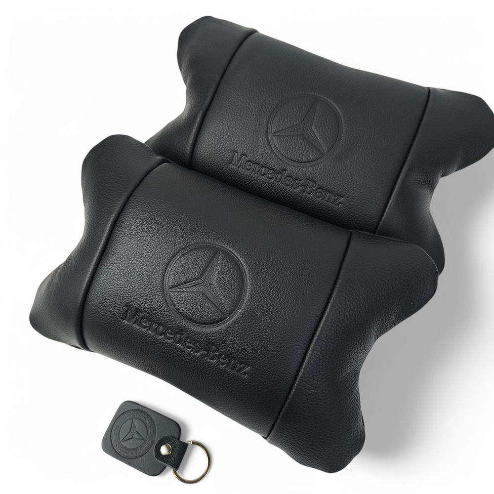 Набір шкіряних подушок Mercedes-Benz + брелок у подарунок, подушка на підголовник Набір шкіряних подушок Mercedes-Benz + брелок у подарунок, подушка на підголовник
