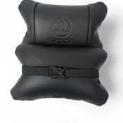 Набір авто подушок Skoda з натуральної шкіри + брелок, Автоподушка на підголовник. Зображення №3