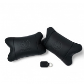 Набір авто подушок Skoda з натуральної шкіри + брелок, Автоподушка на підголовник. Зображення №15