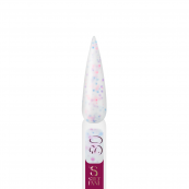 База для гель-лаку камуфлююча Steffani Cover Base 9 мл, 30 Біла з рожевими та блакитними пластівцями поталі. Зображення №2