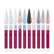 База для гель-лаку камуфлююча Steffani Cover Base 9 мл, 31 Біла з сірими та персиковими пластівцями потали. Зображення №4