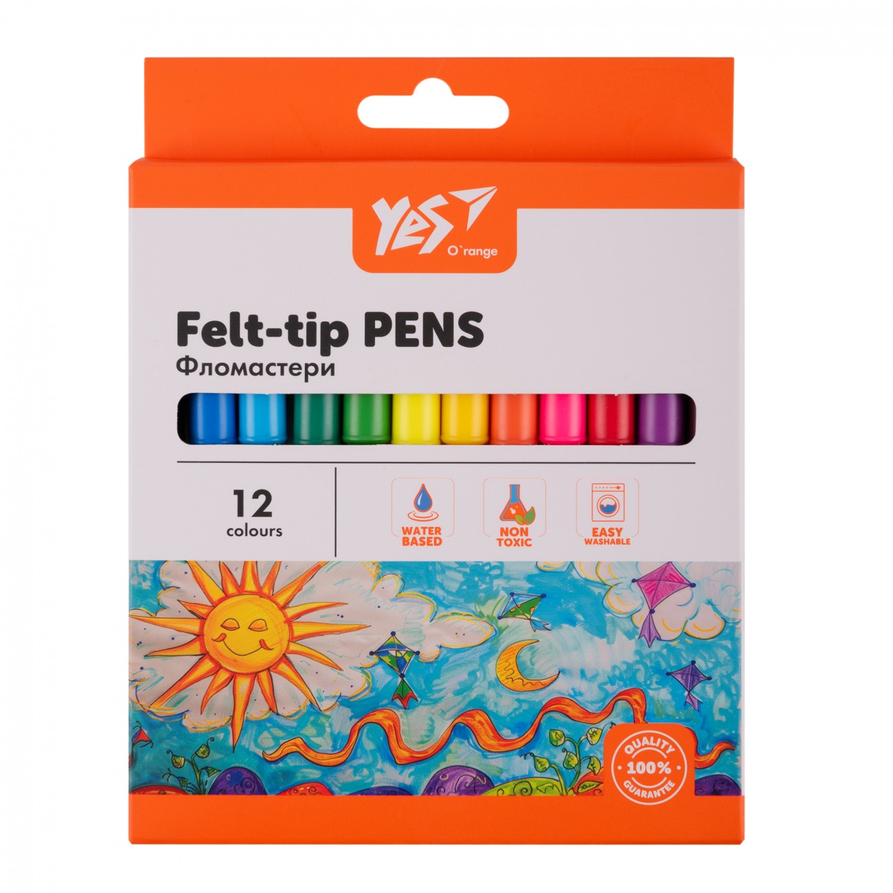 Фломастери Yes Orange Line 12 кольорів (650548) Фломастери Yes Orange Line 12 кольорів (650548)