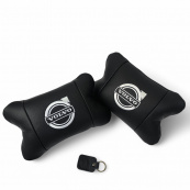 Набір шкіряних подушок Volvo + брелок у подарунок, Автоподушки Volvo з вишивкою. Зображення №2 Набір шкіряних подушок Volvo + брелок у подарунок, Автоподушки Volvo з вишивкою. Зображення №2