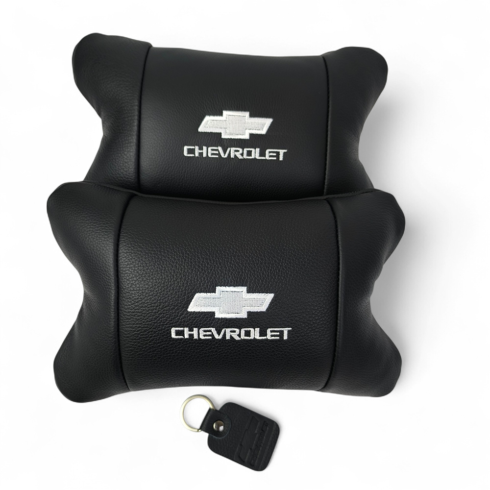 Автомобильные подушки Chevrolet из натуральной итальянской кожи + кожаный брелок в подарок Автомобильные подушки Chevrolet из натуральной итальянской кожи + кожаный брелок в подарок