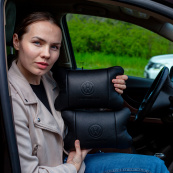 Набор кожаных подушек 2шт - Volkswagen на подголовник в машину, Автомобильная подушка. Изображение №32