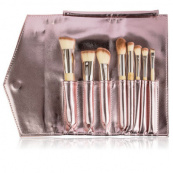 Набір пензликів для макіяжу MaXmar з 8 інструментів в рожево-сріблястому клатчі MB-296. Зображення №3