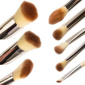 Набір пензликів для макіяжу MaXmar з 8 інструментів в рожево-сріблястому клатчі MB-296. Зображення №5