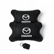 Набор кожаных подушек Mazda с вышивкой логотипа + подарок – кожаный брелок. Изображение №5 Набор кожаных подушек Mazda с вышивкой логотипа + подарок – кожаный брелок. Изображение №5