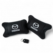 Набор кожаных подушек Mazda с вышивкой логотипа + подарок – кожаный брелок. Изображение №7 Набор кожаных подушек Mazda с вышивкой логотипа + подарок – кожаный брелок. Изображение №7