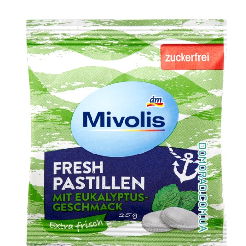 Mivolis Пастилки Fresh Pastillen Екваліпт 25г Mivolis Пастилки Fresh Pastillen Екваліпт 25г