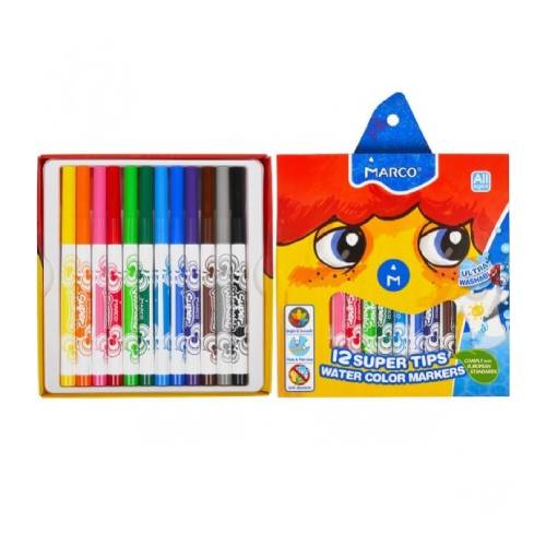 Фломастери Marco Super Washable 12 кольорів (1630-12CB) Фломастери Marco Super Washable 12 кольорів (1630-12CB)