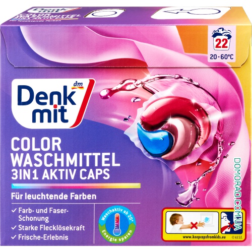Капсули для прання кольорових речей Denkmit Color 22 шт Капсули для прання кольорових речей Denkmit Color 22 шт