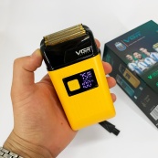 Электробритва портативная мужская VGR V-357 профессиональная бритва шейвер. Цвет: желтый. Изображение №5