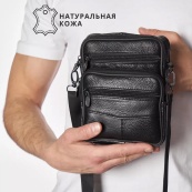Стильная мужская сумка через плечо из натуральной кожи, компактный размер, много отделений. Изображение №6 Стильная мужская сумка через плечо из натуральной кожи, компактный размер, много отделений. Изображение №6