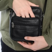 Стильная мужская сумка через плечо из натуральной кожи, компактный размер, много отделений. Изображение №16 Стильная мужская сумка через плечо из натуральной кожи, компактный размер, много отделений. Изображение №16