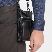 Чоловіча сумка з натуральної італійської шкіри флотар – 5 кишень, міцна фурнітура. Зображення №5