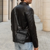 Чоловіча сумка з натуральної італійської шкіри флотар – 5 кишень, міцна фурнітура. Зображення №6