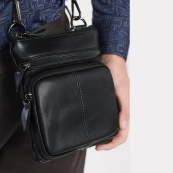 Чоловіча сумка з натуральної італійської шкіри флотар – 5 кишень, міцна фурнітура. Зображення №12