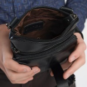 Чоловіча сумка з натуральної італійської шкіри флотар – 5 кишень, міцна фурнітура. Зображення №15