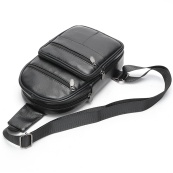 Чоловічий шкіряний слінг через плече з натуральної італійської шкіри – середній розмір, багато кишень. Зображення №3