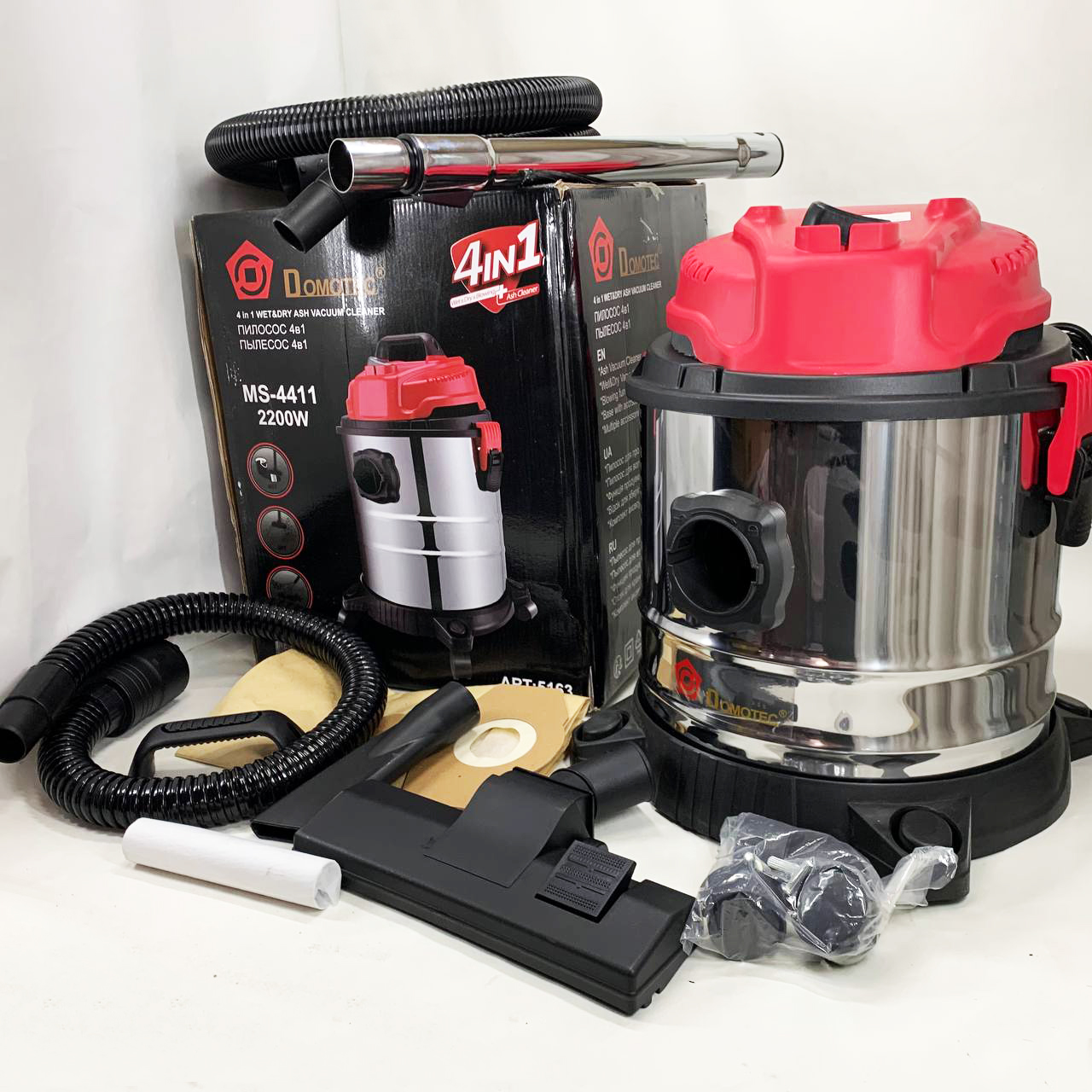 Промисловий будівельний пилосос 4в1 Domotec MS-4411 2200 Вт без мішка для сухого та вологого збирання. Промисловий будівельний пилосос 4в1 Domotec MS-4411 2200 Вт без мішка для сухого та вологого збирання.