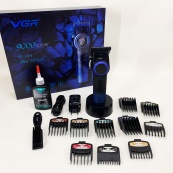 Професійна машинка для стрижки волосся VGR V-001 BLUE з дисплеєм 9000 об/хв та 10 насадками 1,5-24 мм. Зображення №2