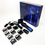 Професійна машинка для стрижки волосся VGR V-001 BLUE з дисплеєм 9000 об/хв та 10 насадками 1,5-24 мм. Зображення №10