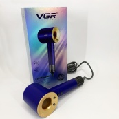 Фен профессиональный VGR V-445 BLUE, 3 уровня обдува, 4 уровня температуры, 1600 Вт. Изображение №2