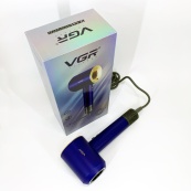 Фен профессиональный VGR V-445 BLUE, 3 уровня обдува, 4 уровня температуры, 1600 Вт. Изображение №3