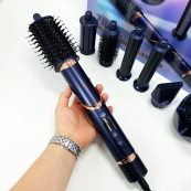Фен-стайлер для волос 7в1 VGR V-477 DARK Blue Professional 1400 Вт 7 насадок. Изображение №2