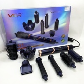 Фен-стайлер для волос 7в1 VGR V-477 DARK Blue Professional 1400 Вт 7 насадок. Изображение №4