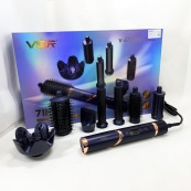 Фен-стайлер для волос 7в1 VGR V-477 DARK Blue Professional 1400 Вт 7 насадок. Изображение №10