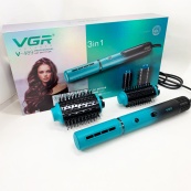 Электрическая фен-щетка VGR V-489 стайлер для укладки волос 1300 Вт. Цвет: синий. Изображение №3