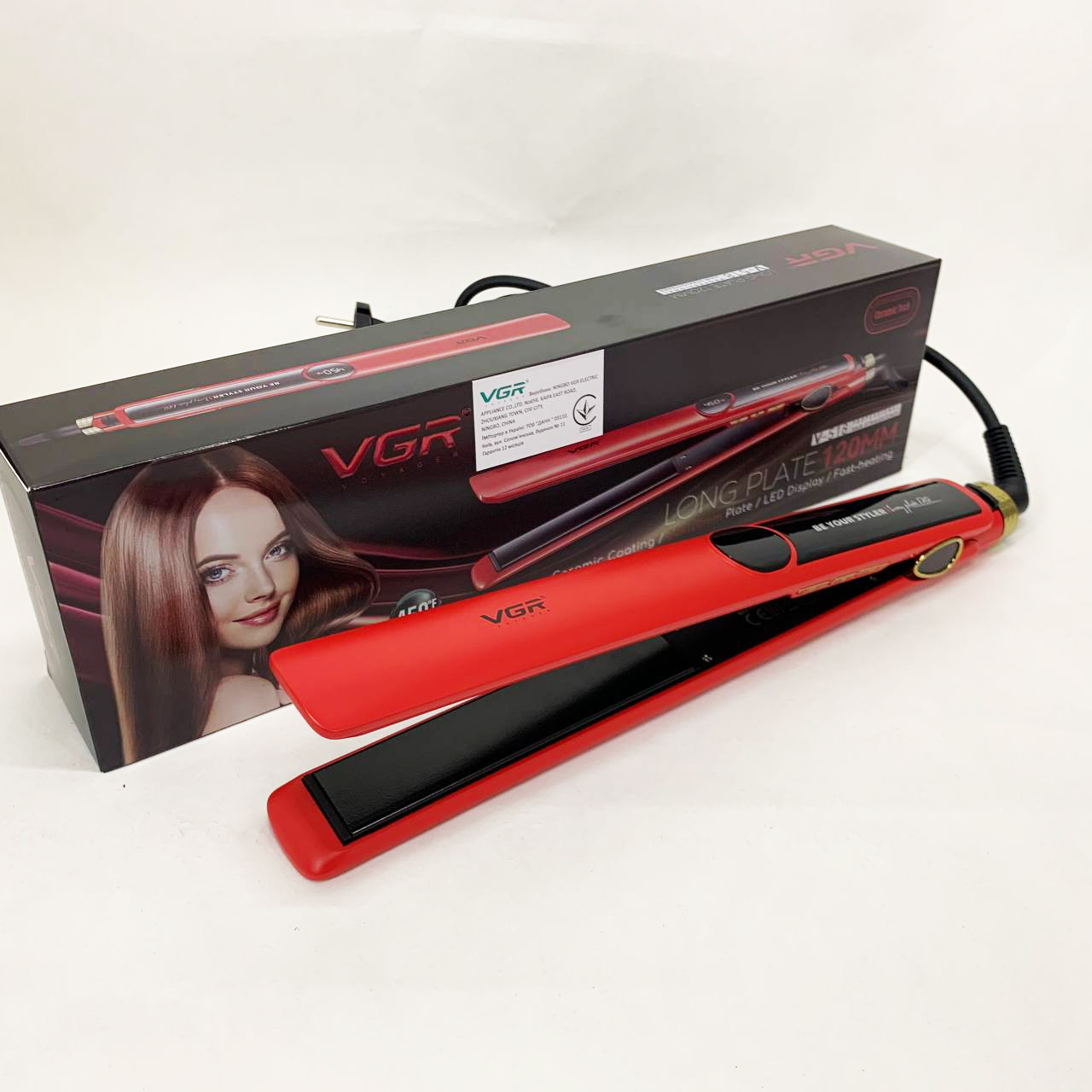 Плойка для волосся VGR V-518 RED випрямляч з керамічними пластинами Плойка для волосся VGR V-518 RED випрямляч з керамічними пластинами