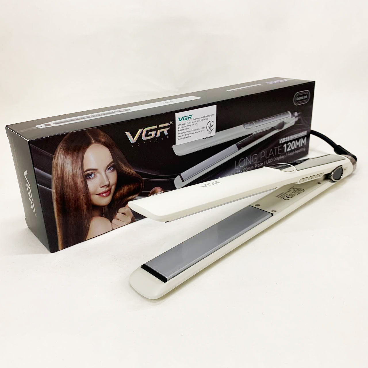 Плойка для волосся VGR V-518 WHITE випрямляч з керамічними пластинами Плойка для волосся VGR V-518 WHITE випрямляч з керамічними пластинами