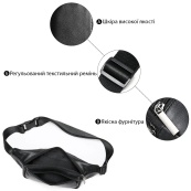 Шкіряна бананка чорна міні – чоловіча та жіноча сумка з натуральної італійської шкіри. Зображення №3 Шкіряна бананка чорна міні – чоловіча та жіноча сумка з натуральної італійської шкіри. Зображення №3