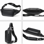 Шкіряна бананка чорна міні – чоловіча та жіноча сумка з натуральної італійської шкіри. Зображення №10 Шкіряна бананка чорна міні – чоловіча та жіноча сумка з натуральної італійської шкіри. Зображення №10