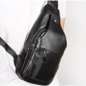 Преміальна чоловіча шкіряна сумка з натуральної італійської шкіри, чорна. Зображення №6