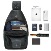 Преміальна чоловіча шкіряна сумка з натуральної італійської шкіри, чорна. Зображення №10