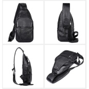 Преміальна чоловіча шкіряна сумка з натуральної італійської шкіри, чорна. Зображення №17