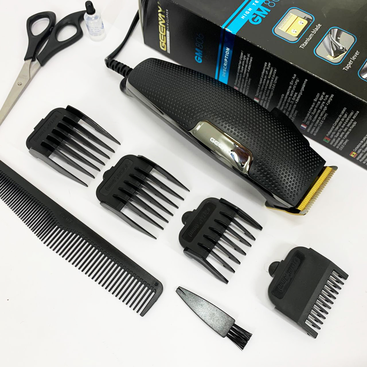 Машинка для стрижки волосся Gemei GM-806 з насадками, Машинка для стрижки голови окантувальна Машинка для стрижки волосся Gemei GM-806 з насадками, Машинка для стрижки голови окантувальна