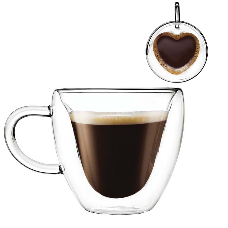 Набор чашек сердце Con Brio CB-8923-2 230 мл, 2 шт, Кружки стеклянные с двойным дном, Чашки для еспресо Набор чашек сердце Con Brio CB-8923-2 230 мл, 2 шт, Кружки стеклянные с двойным дном, Чашки для еспресо