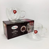 Набор чашек сердце Con Brio CB-8923-2 230 мл, 2 шт, Кружки стеклянные с двойным дном, Чашки для еспресо. Изображение №8 Набор чашек сердце Con Brio CB-8923-2 230 мл, 2 шт, Кружки стеклянные с двойным дном, Чашки для еспресо. Изображение №8